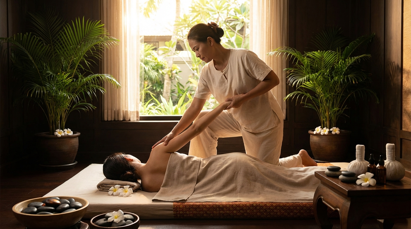 タイ古式マッサージの授業風景